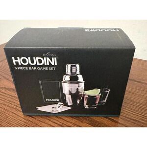 Houdini Stainless Mini Shaker Shot Glasses Bar Game Set 5pc New in Box